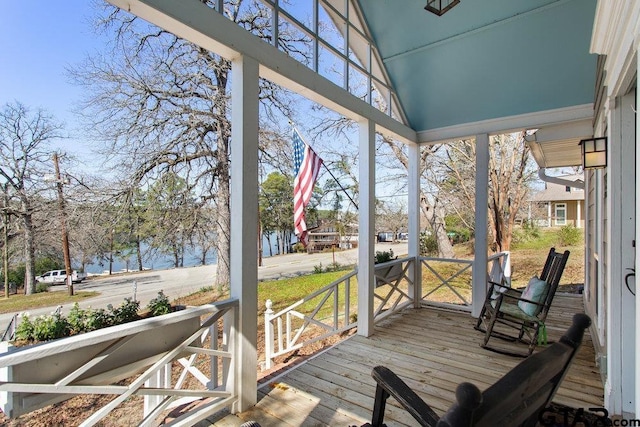 deck with a porch