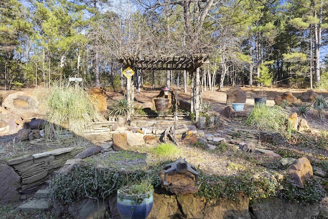 view of yard featuring a pergola