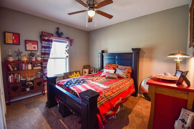 bedroom with carpet and ceiling fan