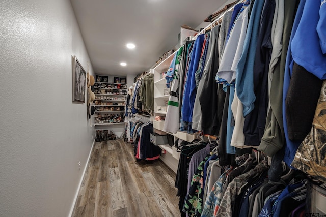 spacious closet featuring hardwood / wood-style floors