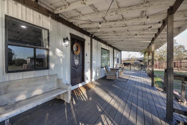 deck featuring a porch