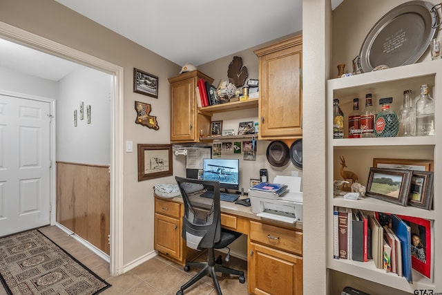 9196 Teal Flight Way, Tyler, TX 75703 - office area featuring built in study area and light tile patterned floors