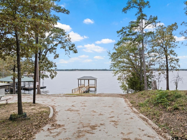 view of dock featuring a water view