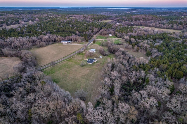 view of aerial view at dusk