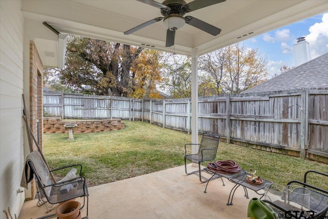 view of patio with ceiling fan