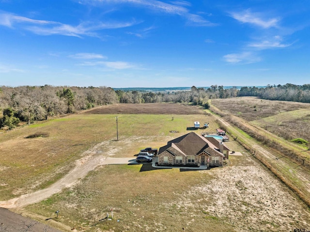 aerial view featuring a rural view