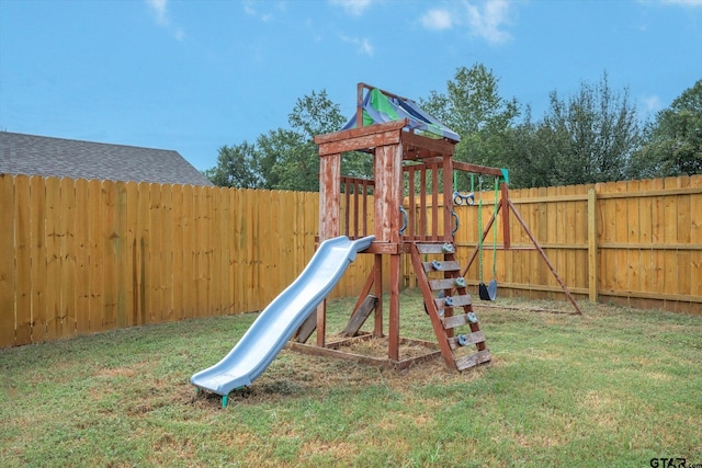 view of play area with a lawn