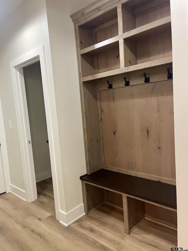 mudroom featuring light wood-type flooring