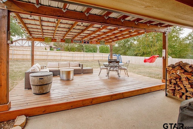 deck featuring an outdoor living space