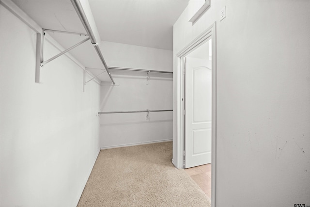 spacious closet with light carpet