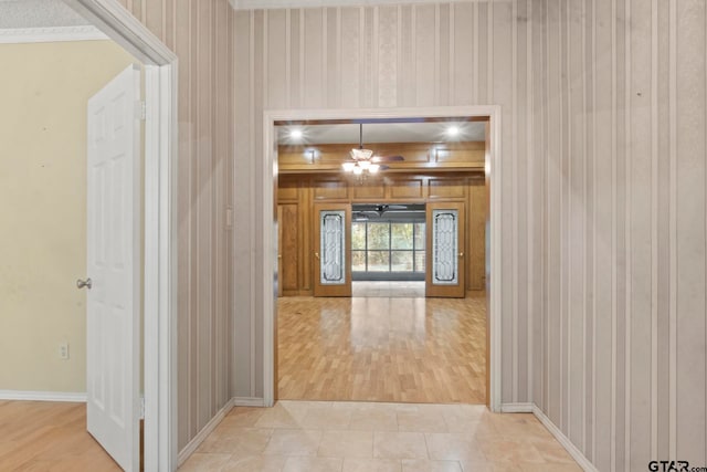 hall with light wood-type flooring