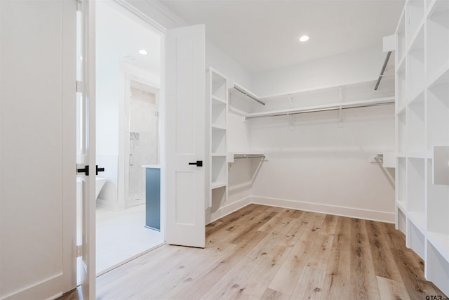 walk in closet featuring wood finished floors