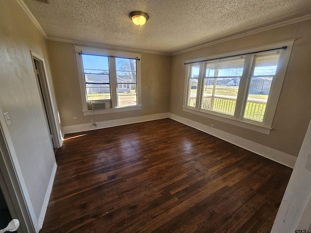 205 E Emma St, Bullard, TX 75757 - empty room with dark wood finished floors, a textured ceiling, and crown molding