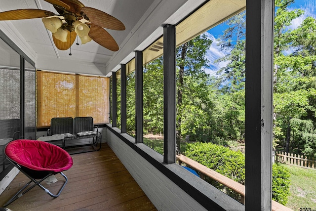 177 Paint Rock Pt, Holly Lake Ranch, TX 75765 - sunroom with a ceiling fan