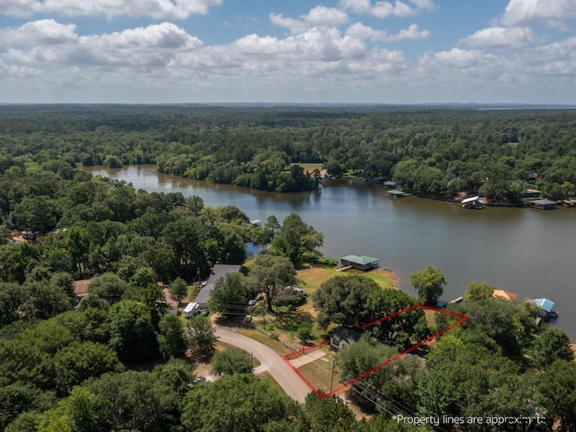 15509 Cedar Bay Dr, Bullard, TX 75757 - bird's eye view featuring a water view and a wooded view