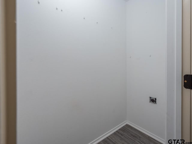 15509 Cedar Bay Dr, Bullard, TX 75757 - laundry area with dark wood-type flooring, laundry area, baseboards, and hookup for an electric dryer
