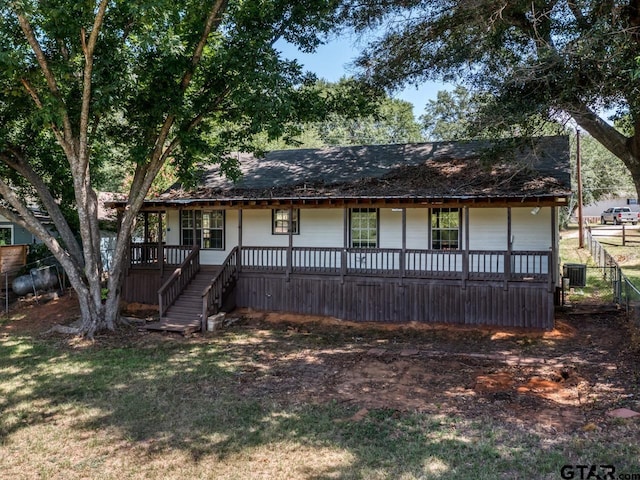 15509 Cedar Bay Dr, Bullard, TX 75757 - view of front of house with stairs, fence, central air condition unit, and a porch