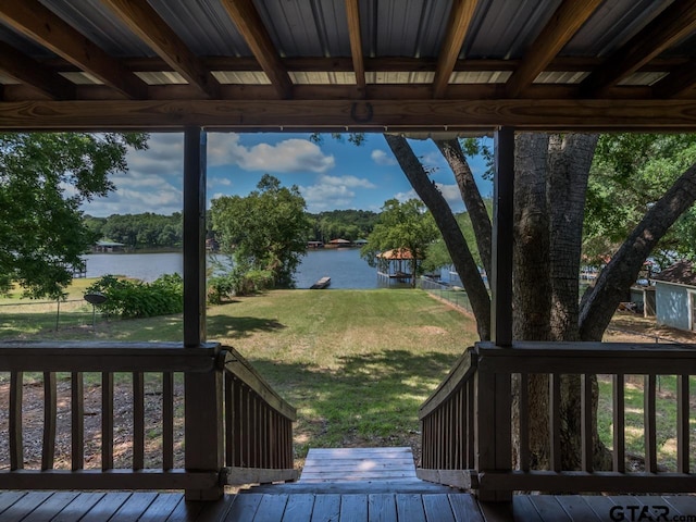 15509 Cedar Bay Dr, Bullard, TX 75757 - wooden deck with a water view and a yard