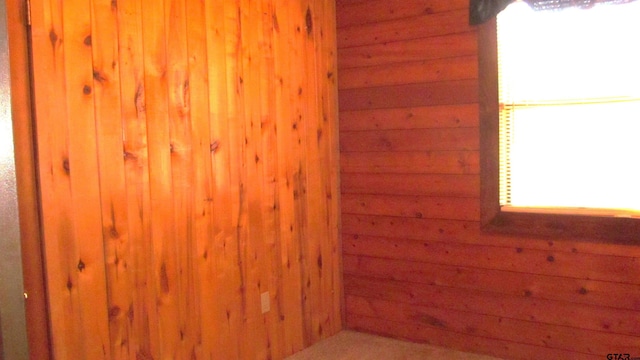 spare room featuring wood walls