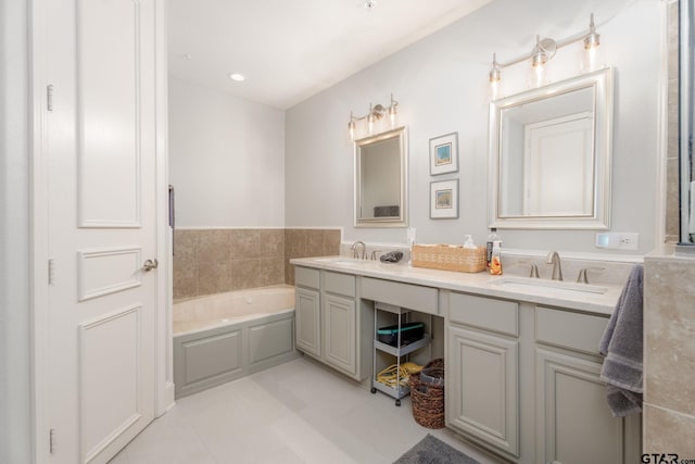 3363 Cascades Blvd, Tyler, TX 75709 - bathroom with tile patterned flooring, a bath, and double vanity