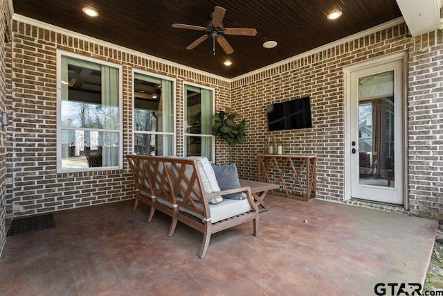 view of patio / terrace with ceiling fan