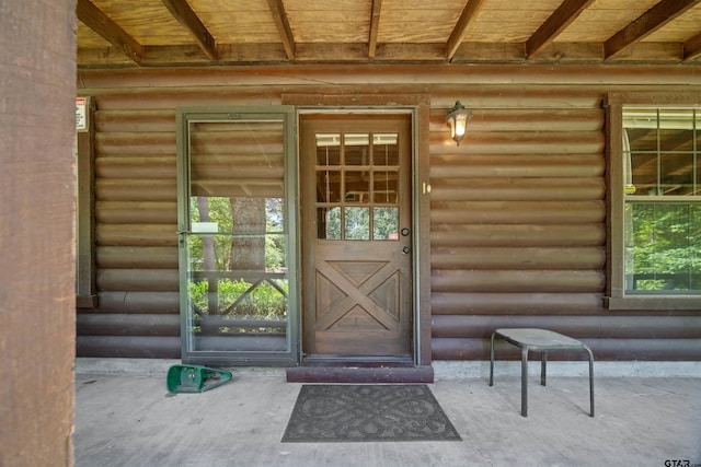 225 Springwood Cir, Chandler, TX 75758 - doorway to property featuring faux log siding