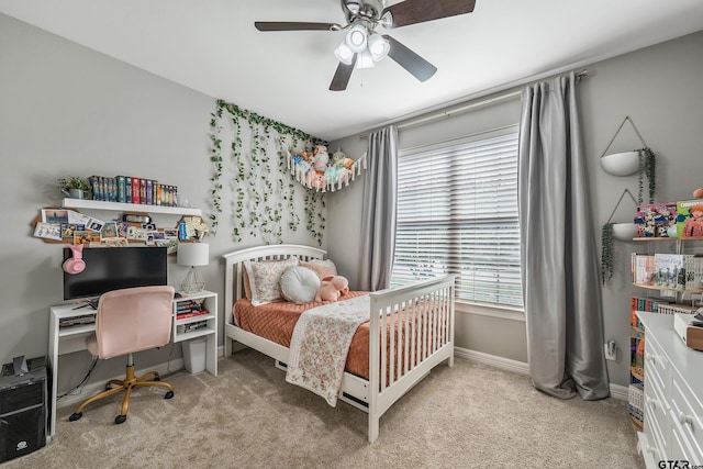 204 Providence Pl, Bullard, TX 75757 - carpeted bedroom featuring baseboards, a ceiling fan, and an office area