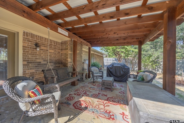 5298 Leaning Oaks Dr, Flint, TX 75762 - view of patio with an outdoor hangout area and area for grilling