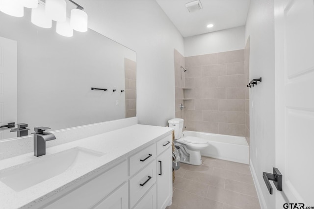 2062 County Road 1612, Alba, TX 75410 - bathroom with tile patterned flooring, vanity, toilet, and washtub / shower combination
