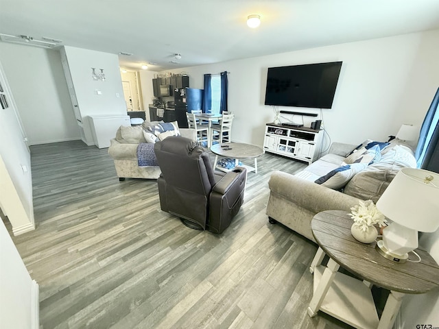 living room featuring light wood finished floors