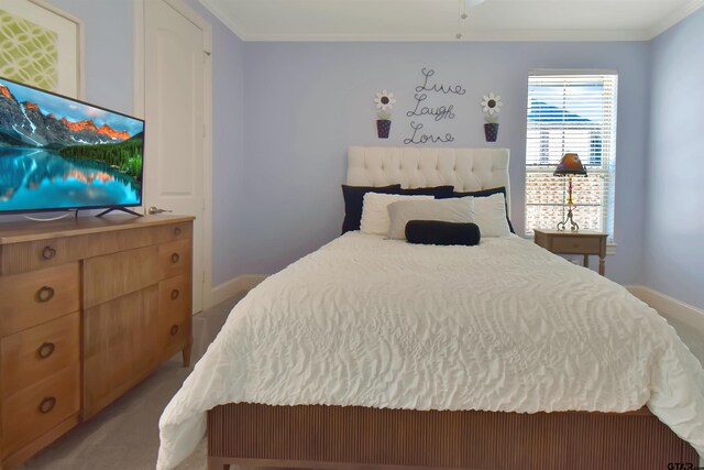 bedroom featuring crown molding