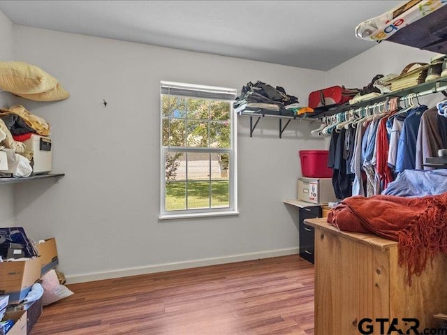 walk in closet featuring hardwood / wood-style floors