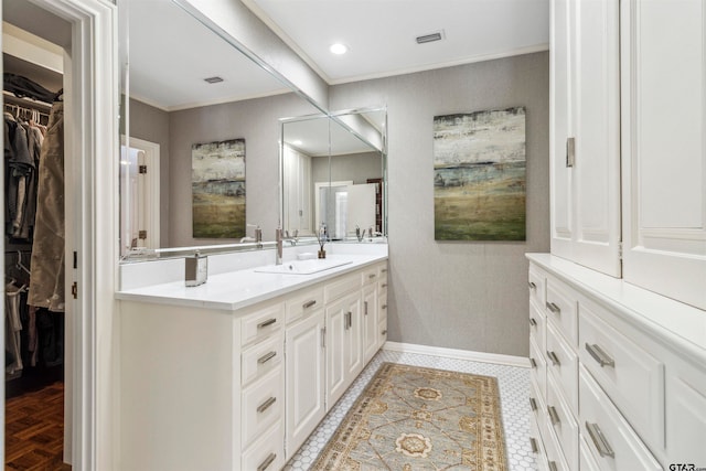 bathroom featuring vanity and tile patterned flooring