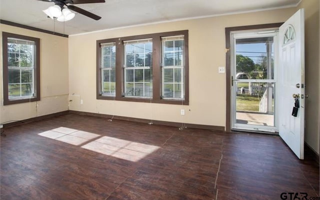 2709 Walton Rd, Tyler, TX 75701 - spare room featuring wood finished floors, crown molding, and ceiling fan