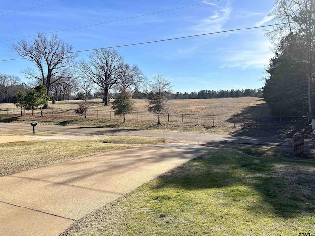 view of road with a rural view