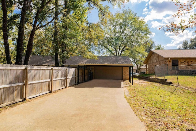 exterior space with a garage