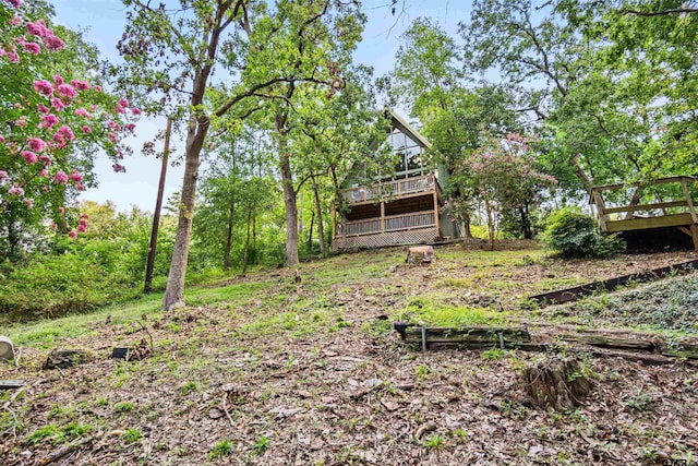 view of yard featuring a deck