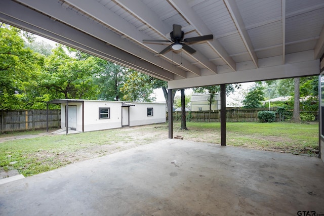 view of patio / terrace featuring ceiling fan