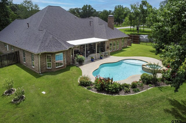 11208 Marsh Wren Cir, Flint, TX 75762 - view of pool with a fenced backyard, a patio area, and a pool with connected hot tub