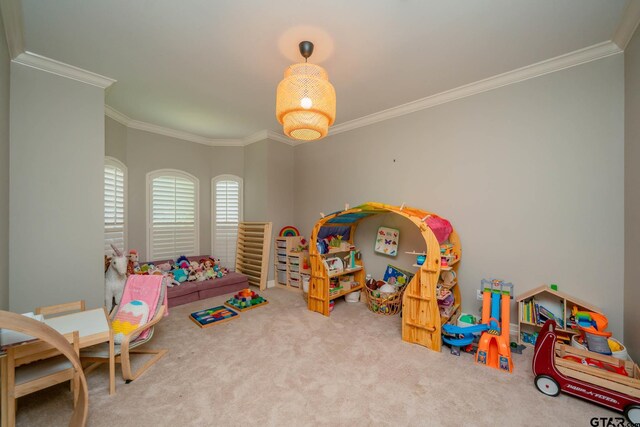 3 Casey Ct, Longview, TX 75604 - rec room with carpet and ornamental molding