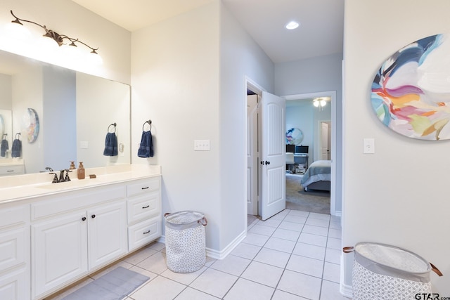 702 Jaxon Dr, Whitehouse, TX 75791 - bathroom featuring vanity, ensuite bath, tile patterned floors, and recessed lighting