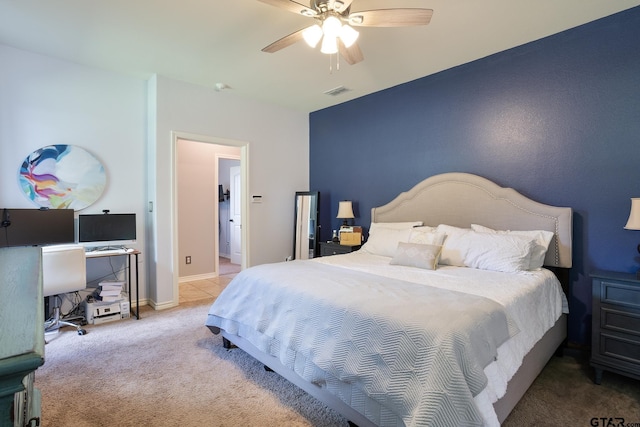 702 Jaxon Dr, Whitehouse, TX 75791 - carpeted bedroom with an office area and a ceiling fan