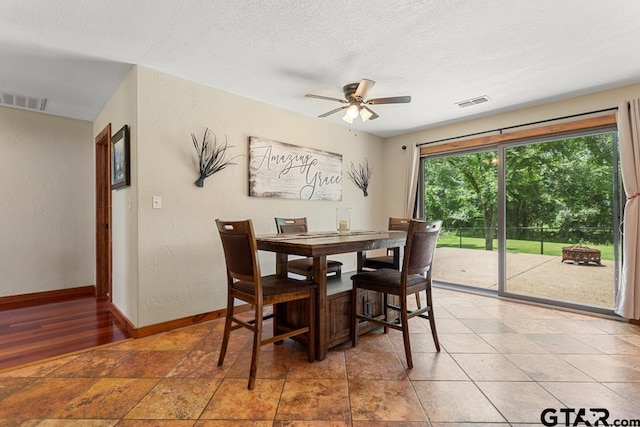5766 Fm 279, Ben Wheeler, TX 75754 - dining space featuring a ceiling fan and a textured ceiling