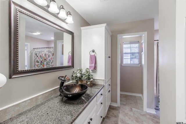 18400 Woodhollow Dr, Flint, TX 75762 - full bathroom featuring vanity, tile patterned floors, and a shower with shower curtain