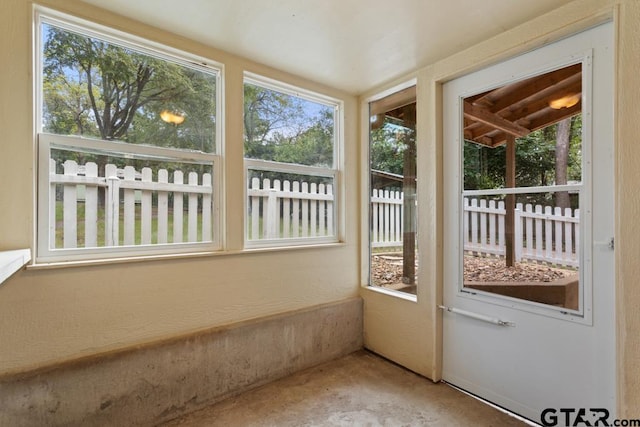 view of unfurnished sunroom