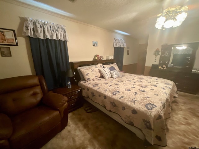 carpeted bedroom featuring ornamental molding