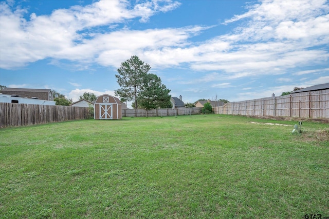 view of yard featuring a shed