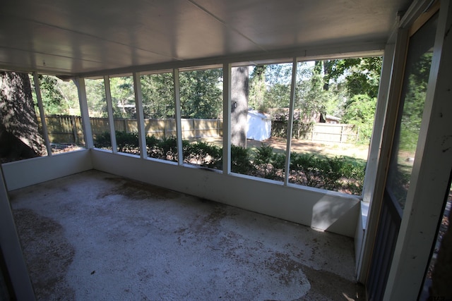 view of unfurnished sunroom