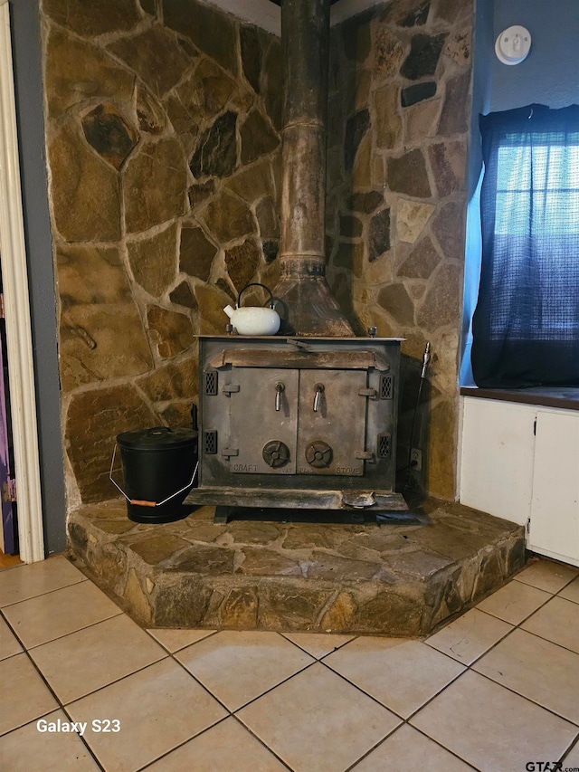 details with tile patterned flooring