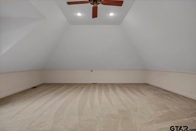 612 Rosemont Pl, Ii Place, Tyler, TX 75701 - bonus room featuring vaulted ceiling, ceiling fan, carpet, and recessed lighting